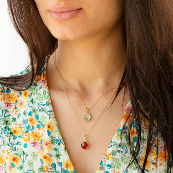 Collier or 375 jaune quartz vert 48 cm