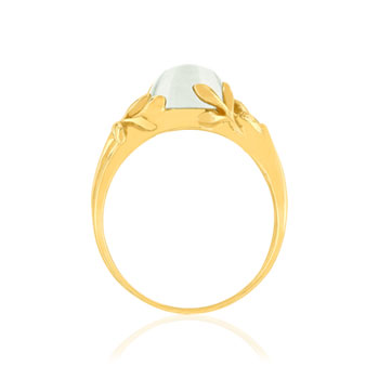 Bague or 375 jaune quartz vert
