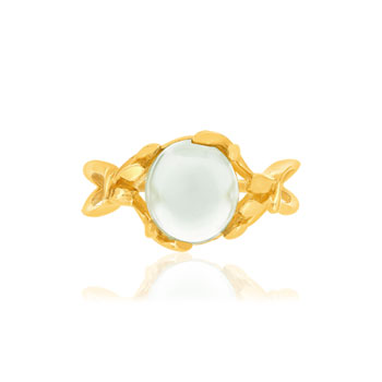 Bague or 375 jaune quartz vert