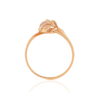 Bague or 375 rose quartz
