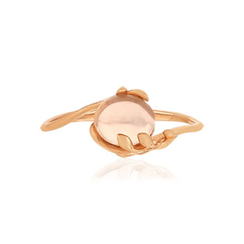 Bague or 375 rose quartz