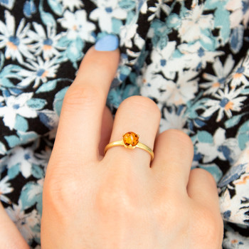 Bague or 375 jaune ambre