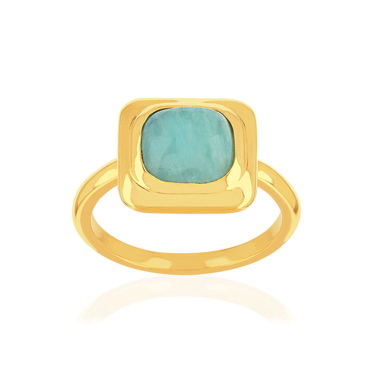 Bague plaqué or jaune amazonite