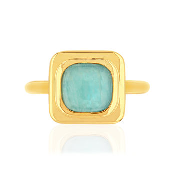Bague plaqué or jaune amazonite