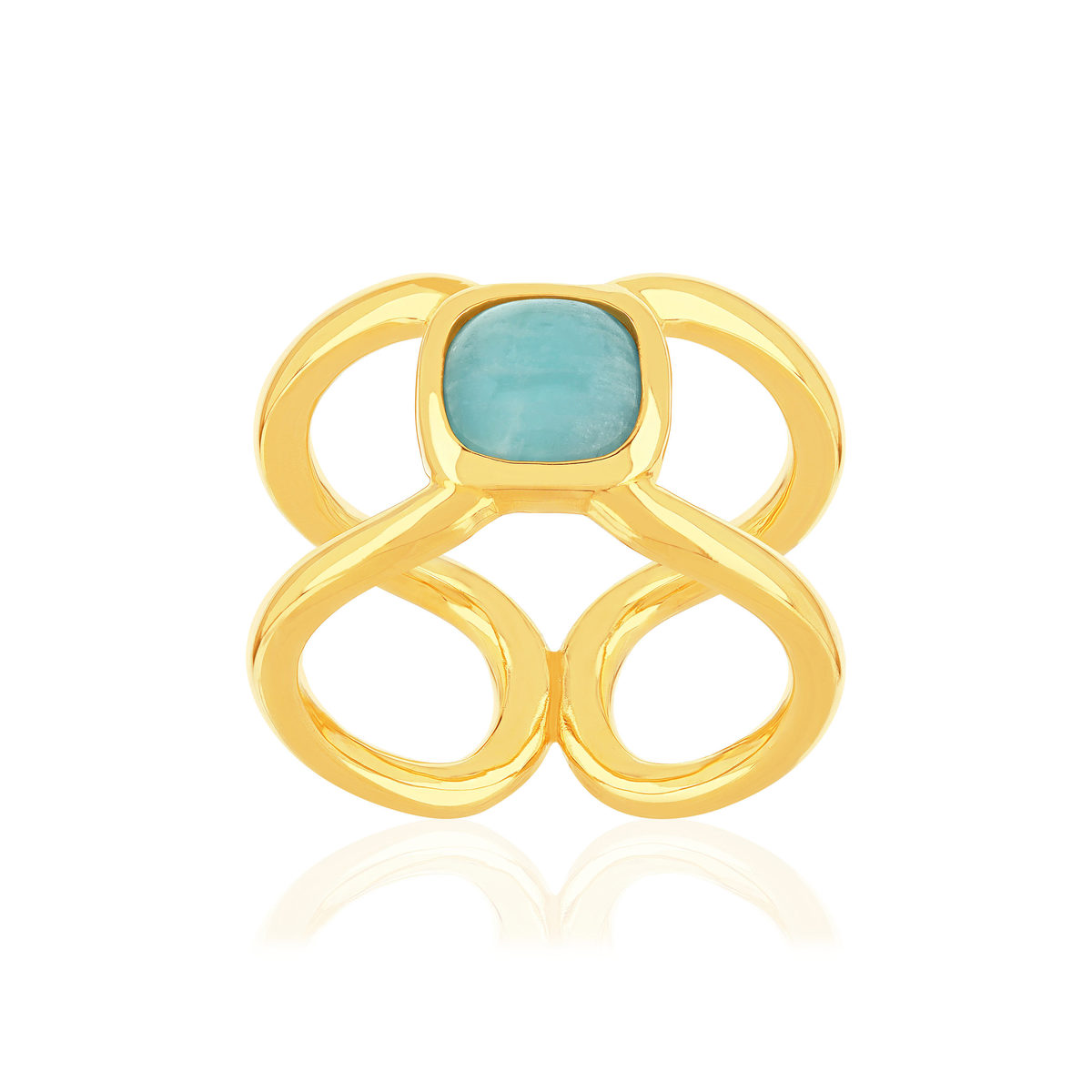 Bague plaqué or jaune amazonite