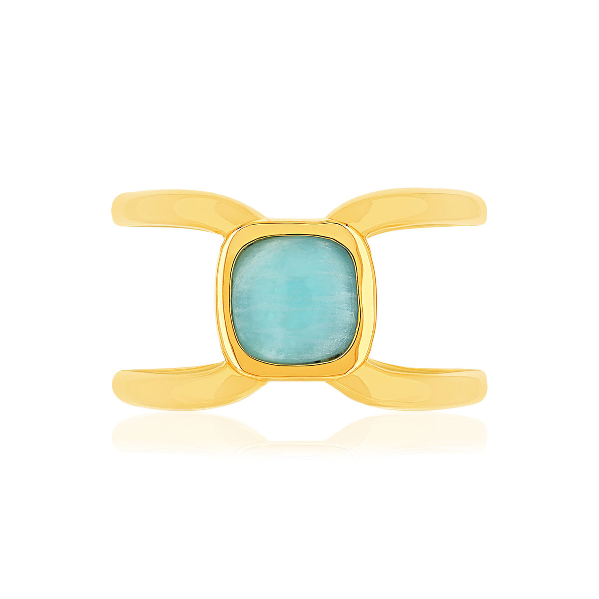 Bague plaqué or jaune amazonite - vue 3