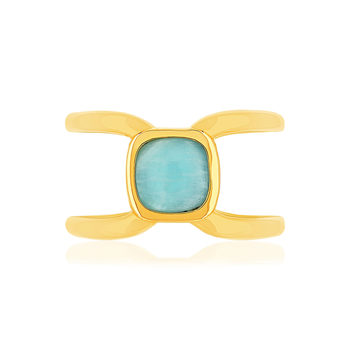 Bague plaqué or jaune amazonite