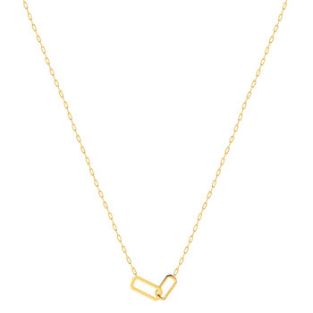 Yellow gold-plated necklace, paper clip link 45 cm