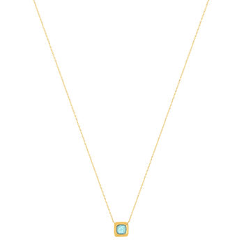Yellow gold-plated necklace, amazonite, 45 cm