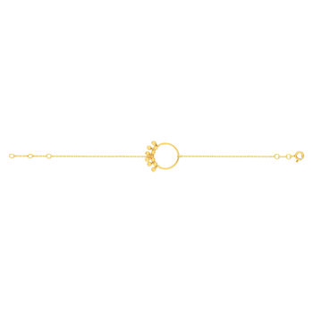 Bracelet plaqué or jaune, cercle et boules en pampille 18 cm