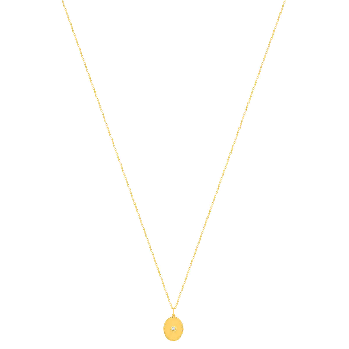 Collier plaqué or jaune médaille ovale zirconia 48 cm - vue 2