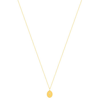 Necklace yellow gold plated oval medal zirconia 48 cm