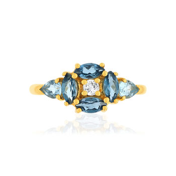 Bague or jaune 375 topazes traitées