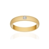 Alliance or 750 jaune sablé demi-jonc 3,5mm diamant princesse - vue V1