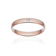 Alliance or 750 rose poli demi-jonc confort 3,5mm diamant brillant