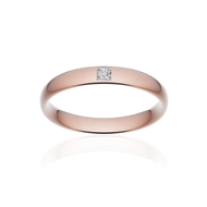 Alliance or 750 rose poli demi-jonc confort 3,5mm diamant princesse