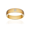 Alliance or 750 jaune brossé demi-jonc confort 5,5mm diamant princesse - vue V1