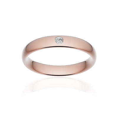 Alliance or 750 rose poli ruban confort 4mm diamant brillant MATY