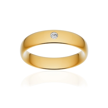 Alliance or 750 jaune poli ruban confort 5mm diamant brillant