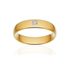 Alliance or 750 jaune poli ruban confort 5mm diamant princesse - vue V1
