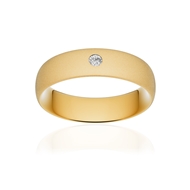 Alliance or 750 jaune sablé ruban confort 6mm diamant brillant
