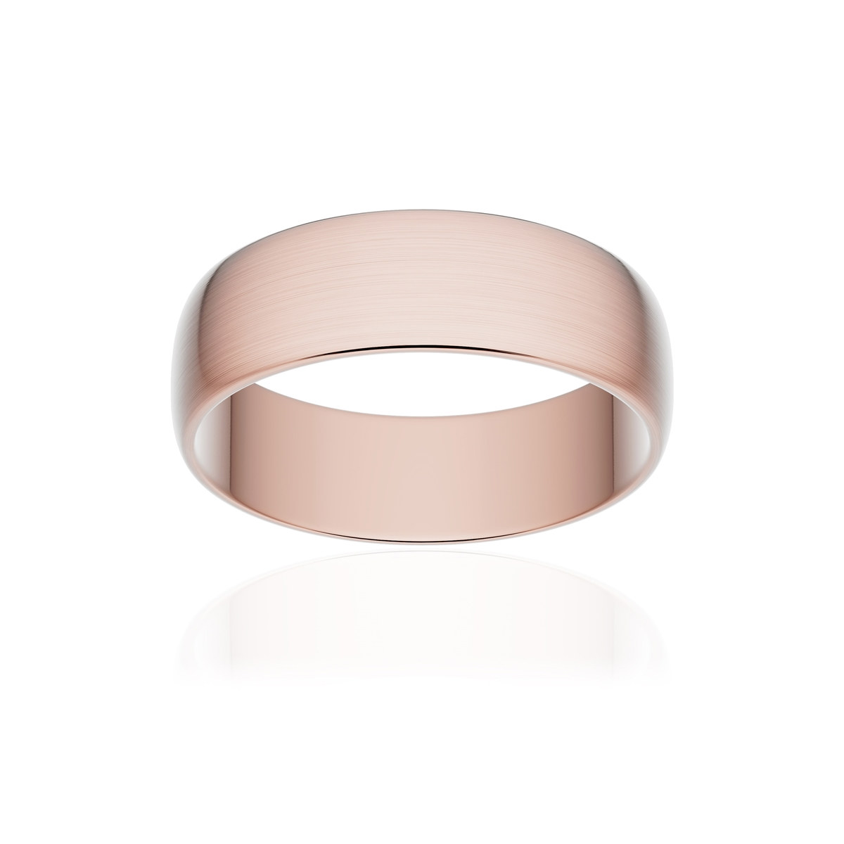 Alliance or 750 rose brossé demi-jonc 6mm
