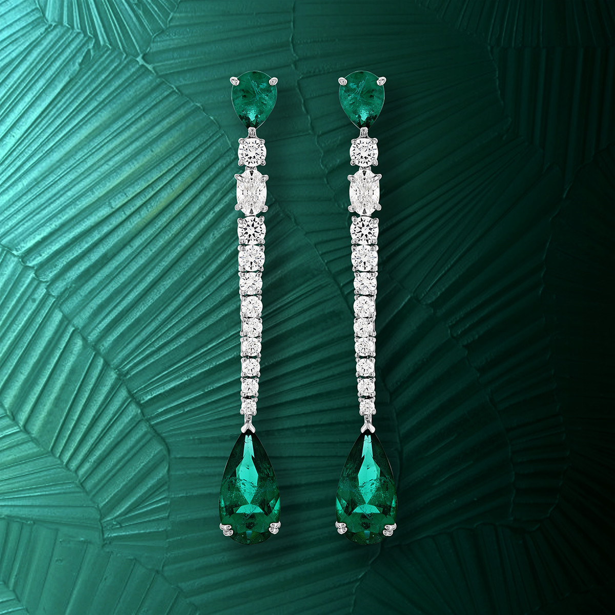 Boucles d'oreilles pendants argent 925 cristal vert - vue D1