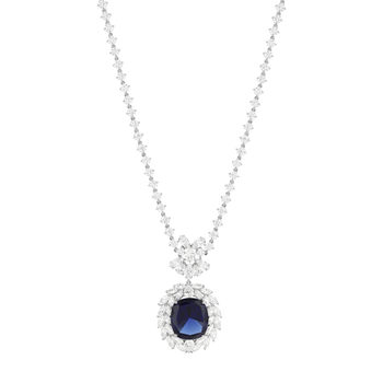 Collier argent 925, pierre synthétique zirconias 42 cm