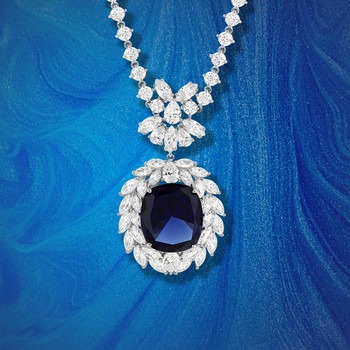 Collier argent 925, pierre synthétique zirconias 42 cm