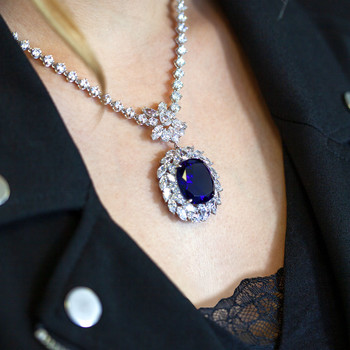 Collier argent 925, pierre synthétique zirconias 42 cm