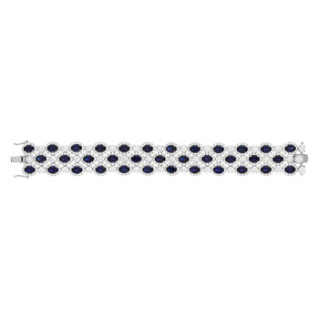 925 silver bracelet, blue synthetic zirconia stones 18.5 cm