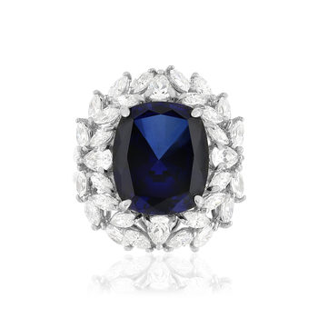 Bague argent 925 saphir synthétique zirconias