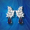 Boucles d'oreilles pendants argent 925 pierres synthétiques bleues zirconias - vue VD1