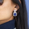 Boucles d'oreilles pendants argent 925 pierres synthétiques bleues zirconias - vue V1
