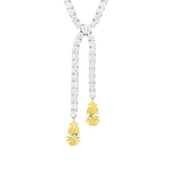 Collier argent 925 zirconias jaune et blanc 42 cm