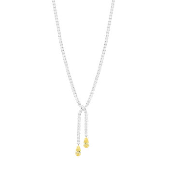 Collier argent 925 zirconias jaune et blanc 42 cm