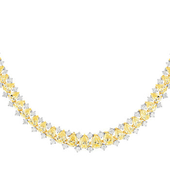 Collier argent 925 zirconias jaune et blanc 43 cm