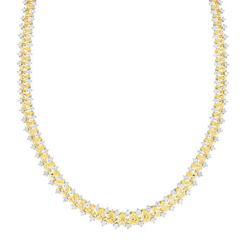 Collier argent 925 zirconias jaune et blanc 43 cm