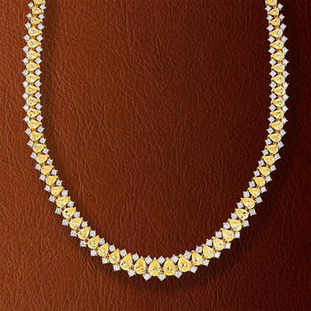Collier argent 925 zirconias jaune et blanc 43 cm