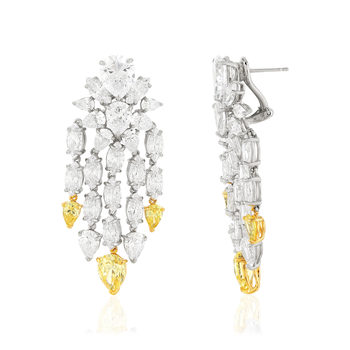 Boucles d'oreilles pendants argent 925 zirconias jaune et blanc