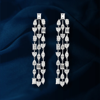 Boucles d'oreilles pendants argent 925 zirconias.