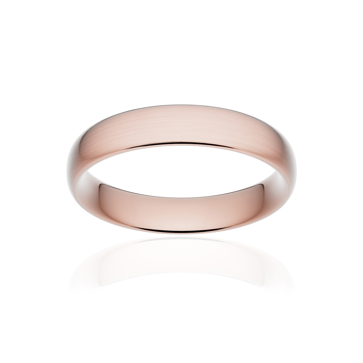 Alliance or 750 rose brossé ruban confort 4,5mm