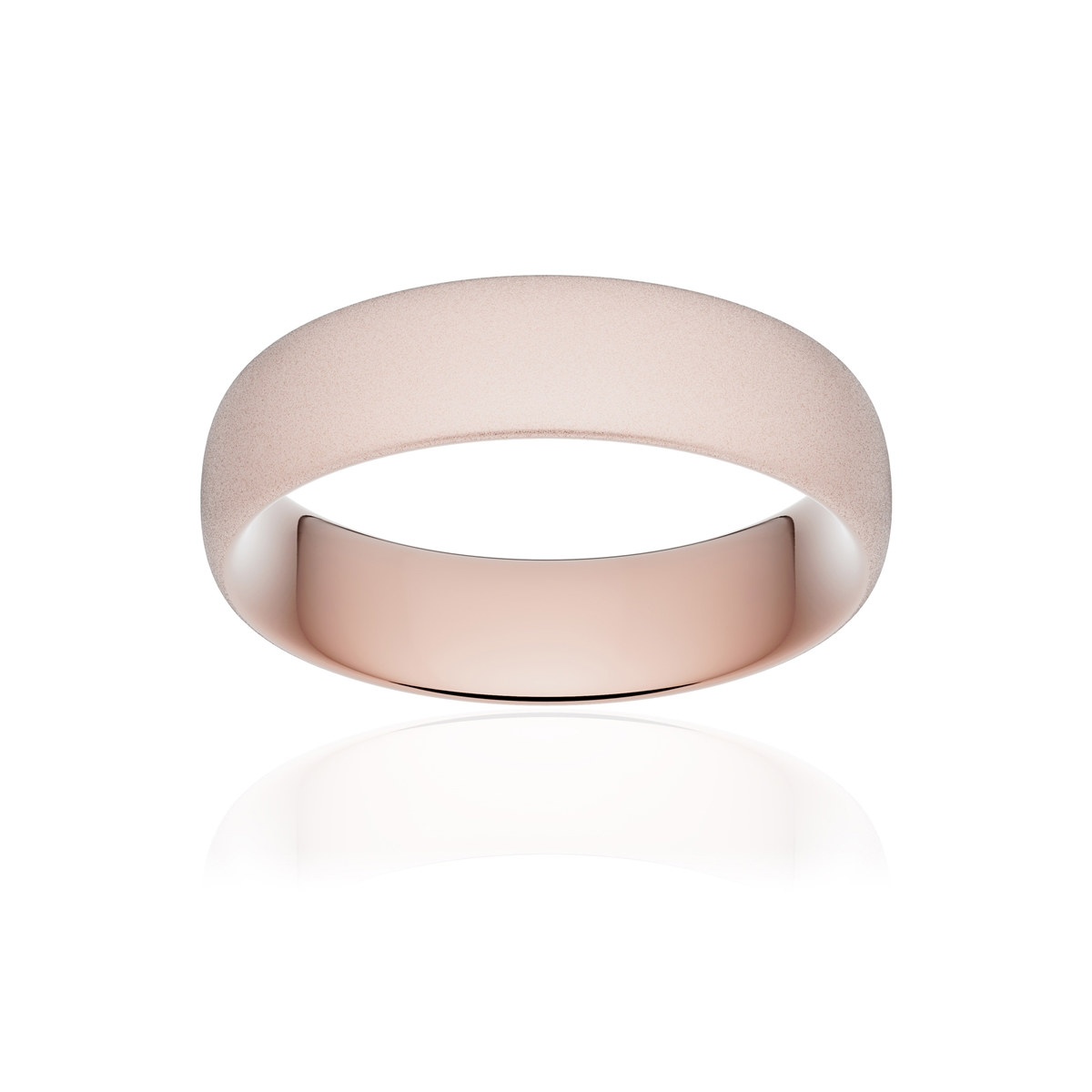 Alliance or 750 rose sablé ruban confort 6mm