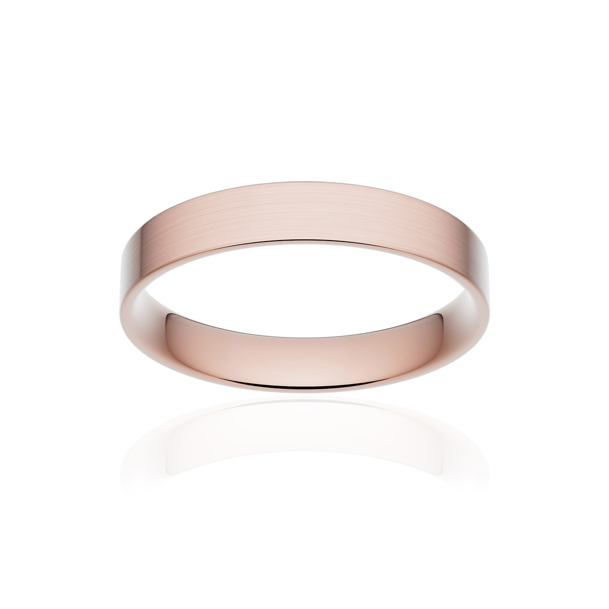 Alliance or 750 rose brossé ruban plat confort 3,5mm