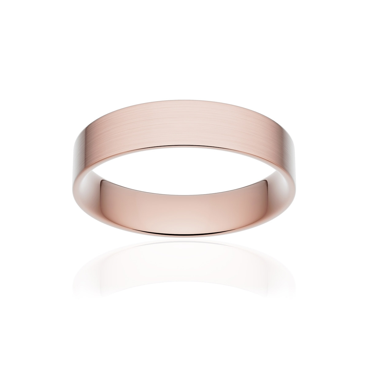Alliance or 750 rose brossé ruban plat confort 4,5mm