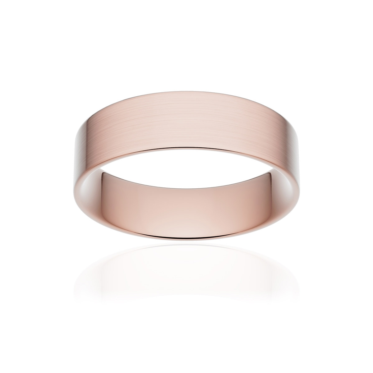 Alliance or 750 rose brossé ruban plat confort 5,5mm