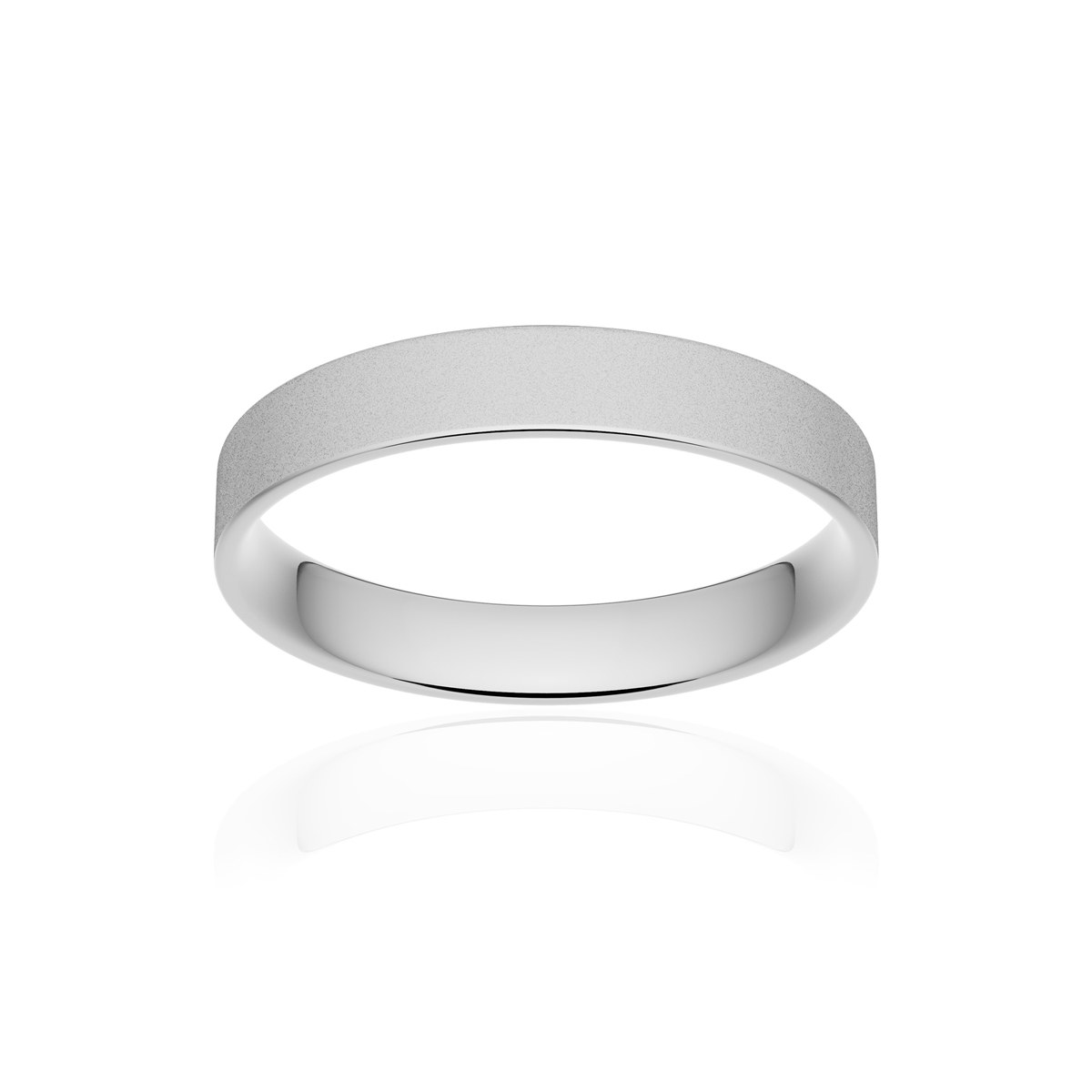 Alliance or 750 blanc sablé ruban plat confort 3,5mm