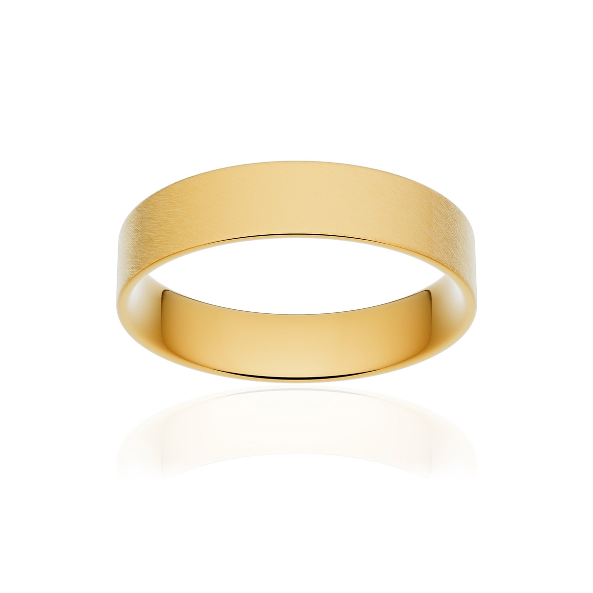 Alliance or 750 jaune givré ruban plat confort 4,5mm