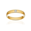 Alliance or 375 jaune poli demi-jonc confort 4mm diamant princesse - vue V1