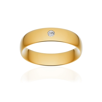 Alliance or 375 jaune poli demi-jonc confort 5,5mm diamant brillant